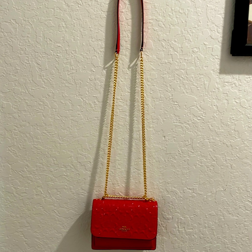 Women’s Coach mini crossbody bag, pink, chain strap